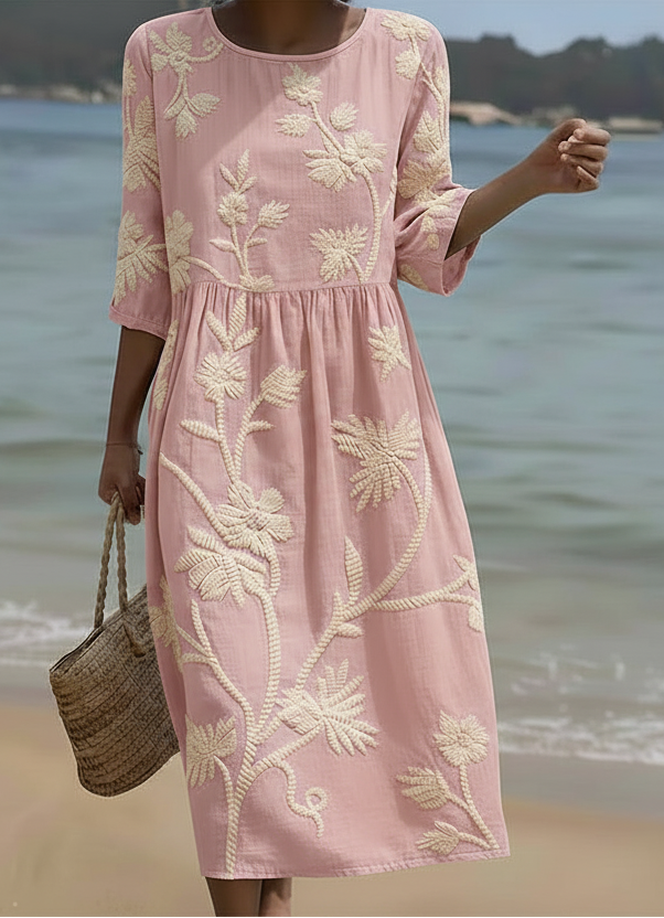 Ladies Elegant Mid Sleeve Floral Dress