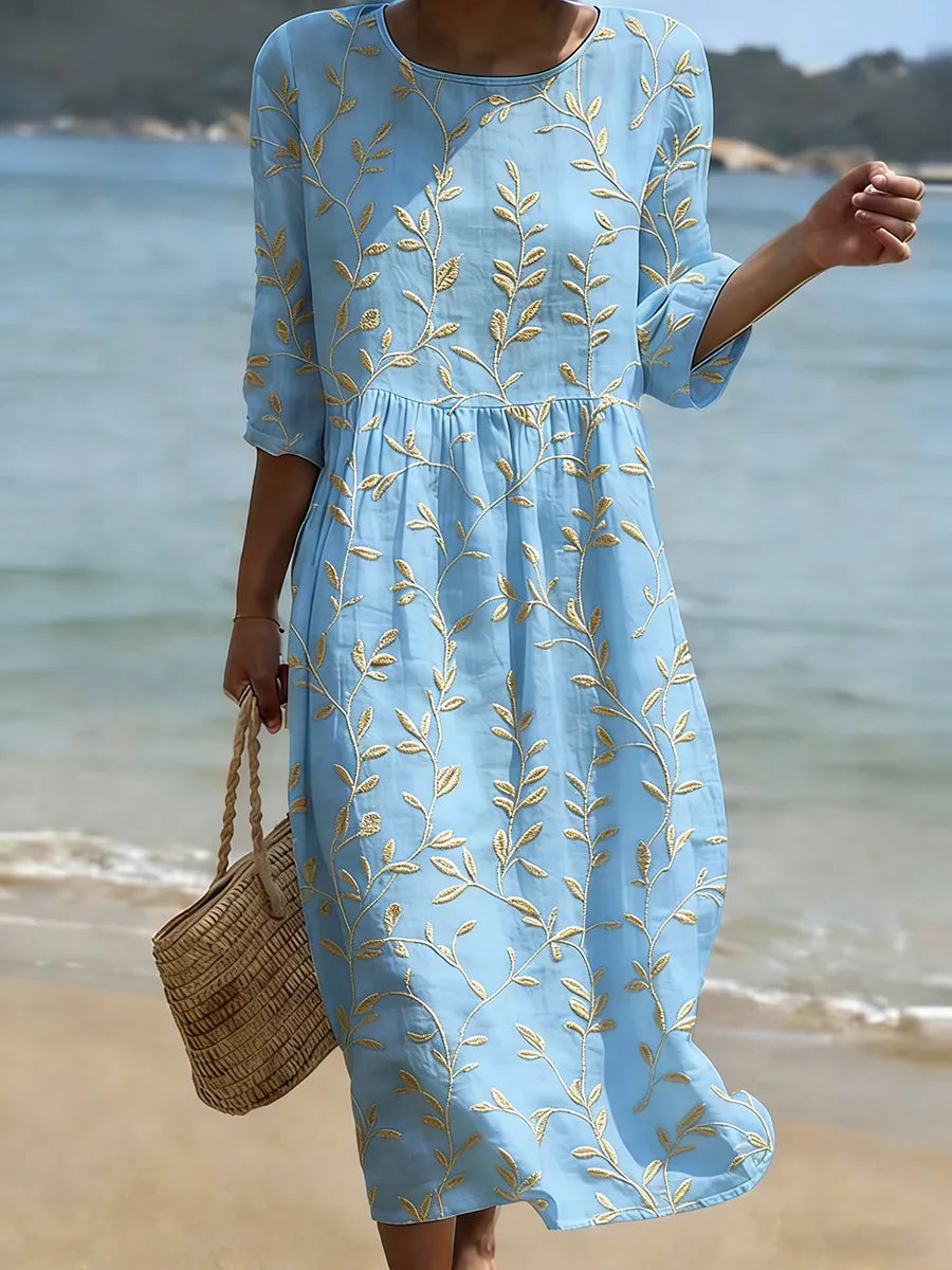 Floral Round Neck Dress for Women, Stylish Style