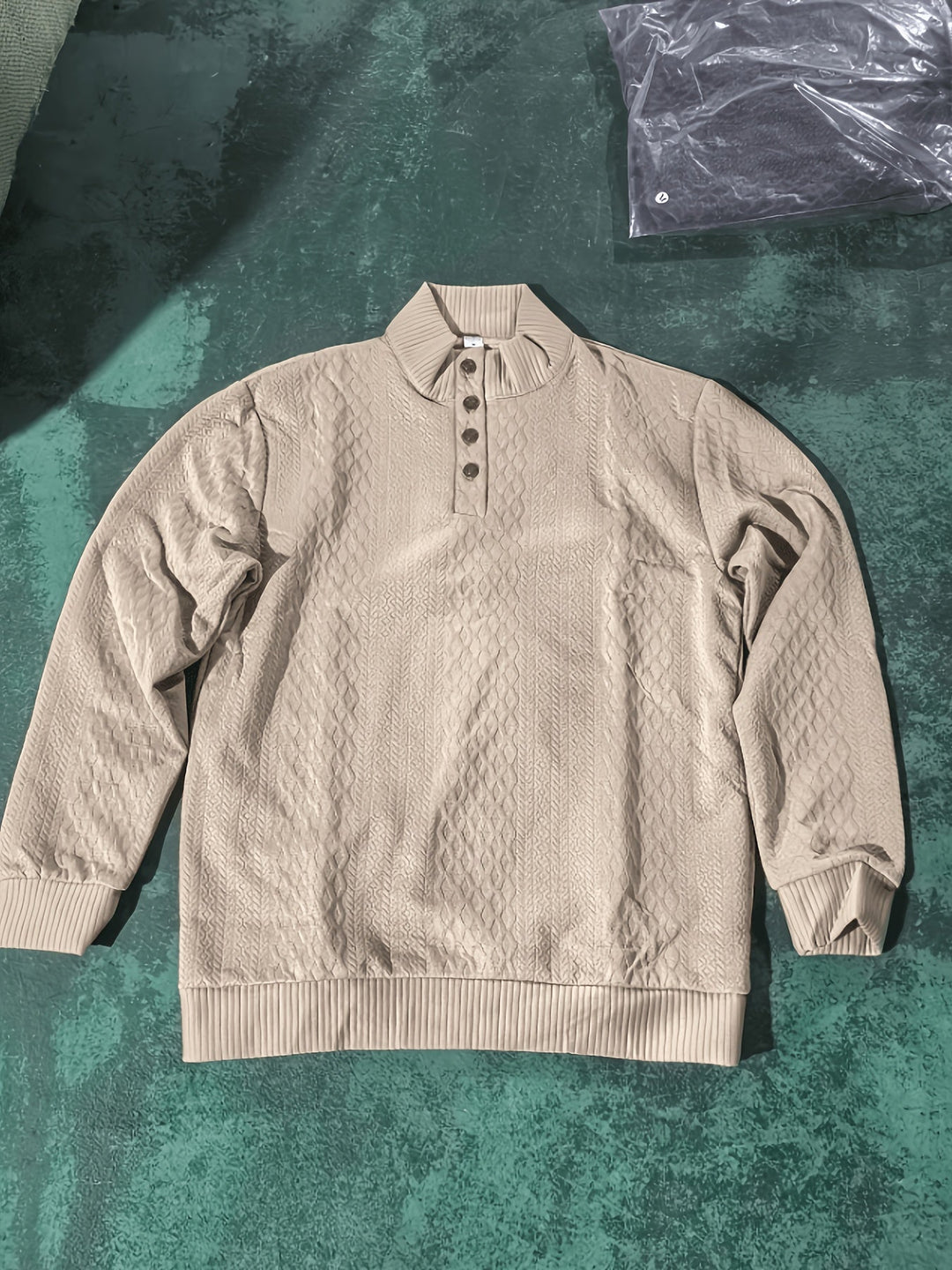 Stand Collar Button Henley Sweater for Men, Plus Size