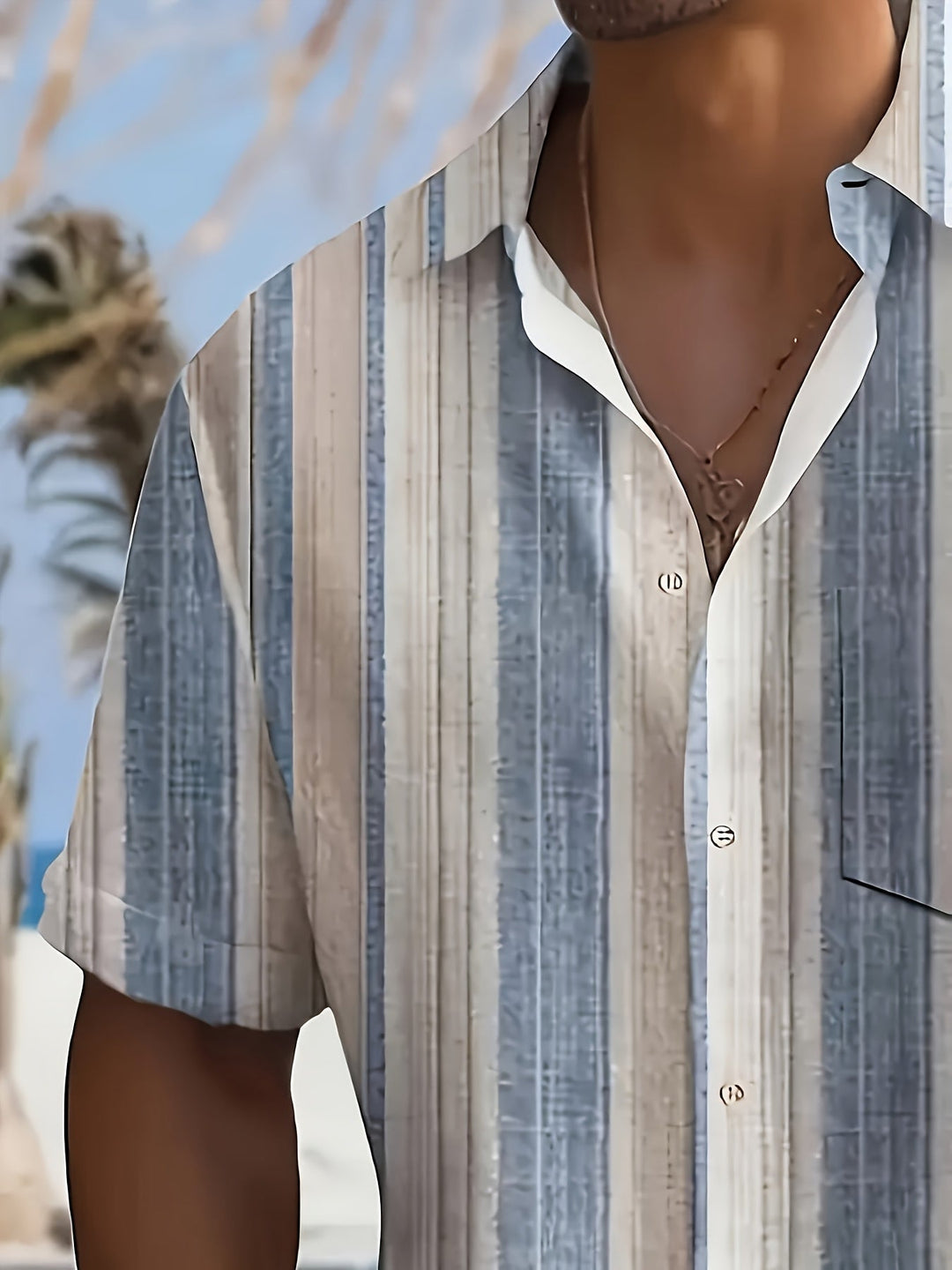 Relaxed Striped Short Sleeve Shirt for Men, Plus Size