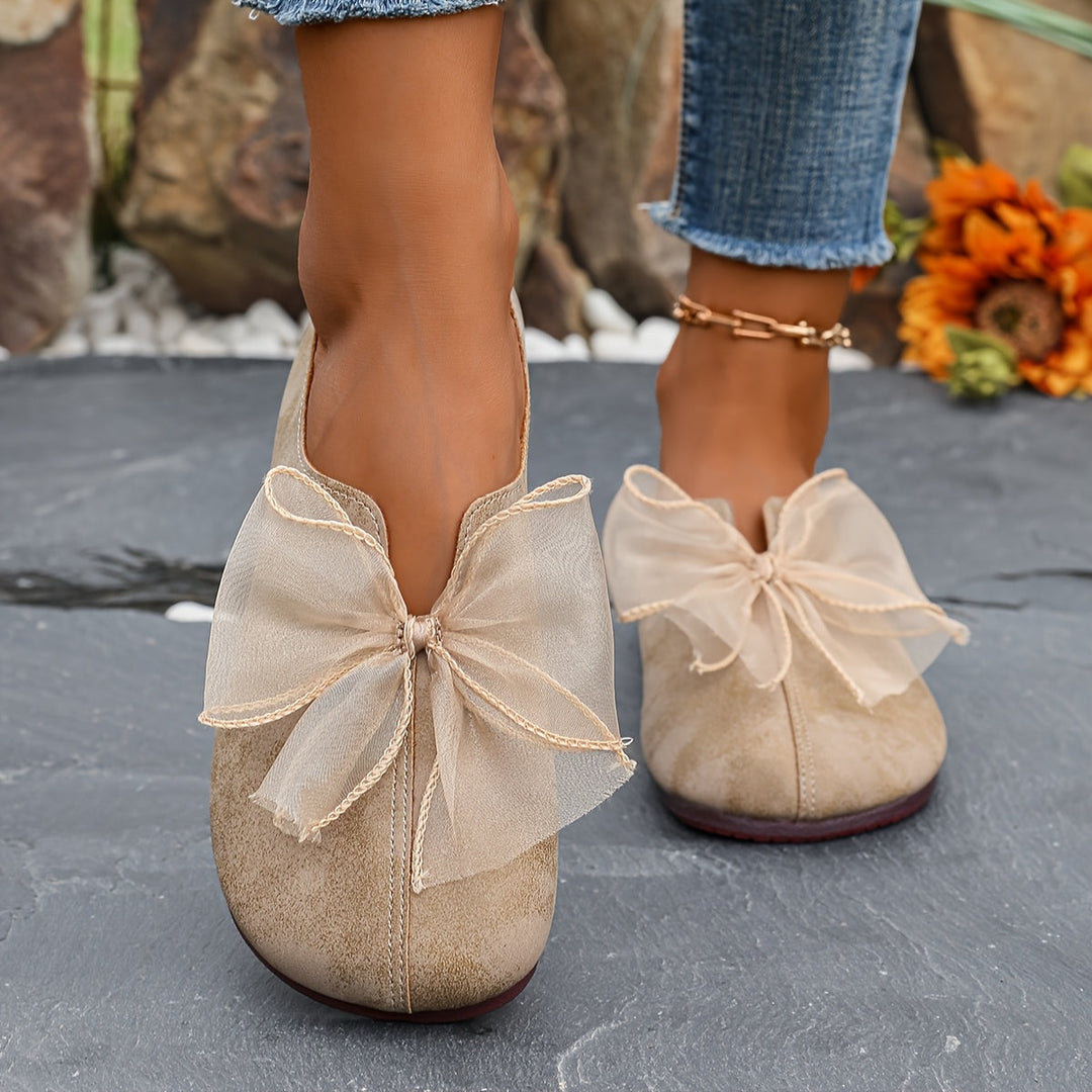 Bow-Accent Slip-On Flats for Women