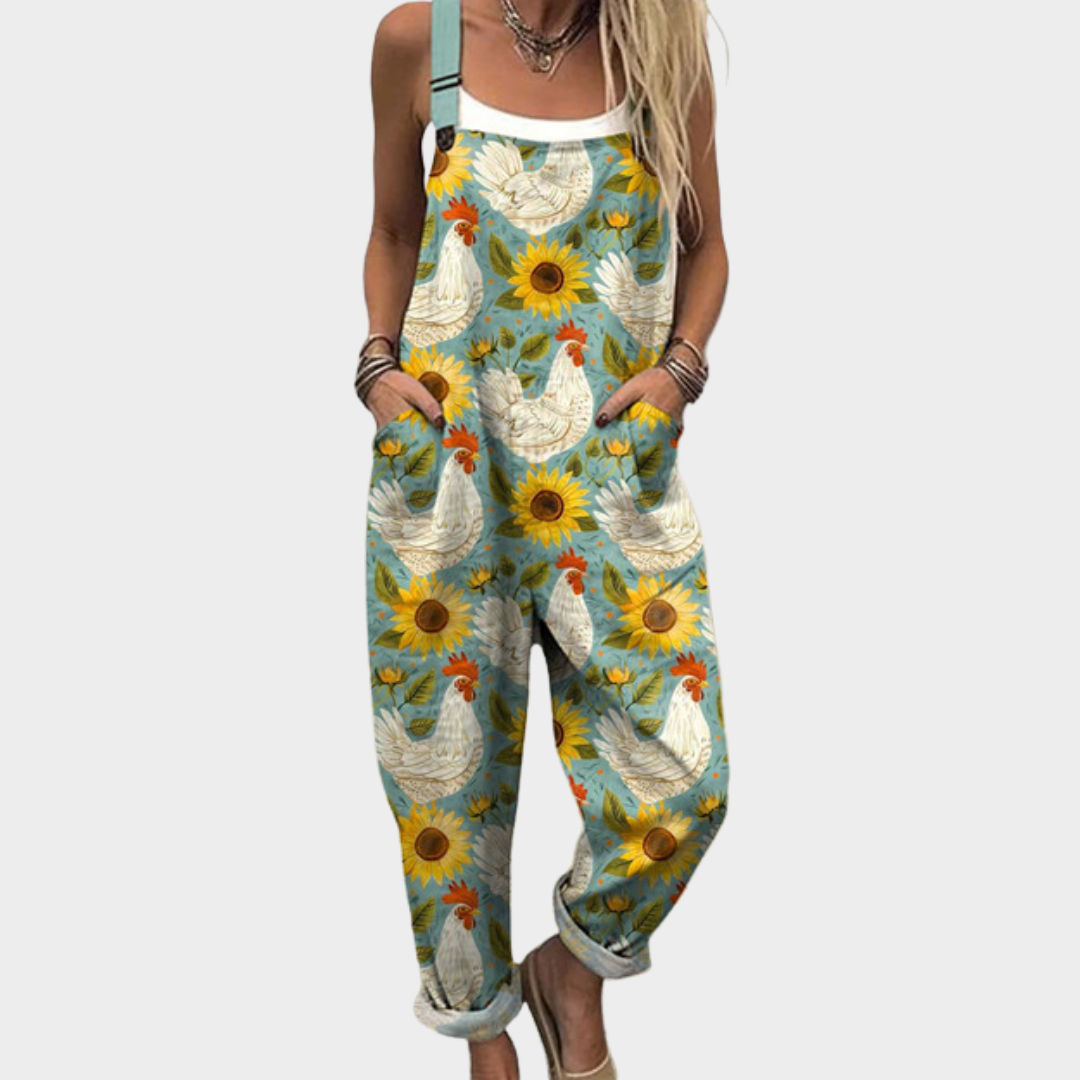 Floral and Animal Art Jumpsuit for Women, Stylish Style