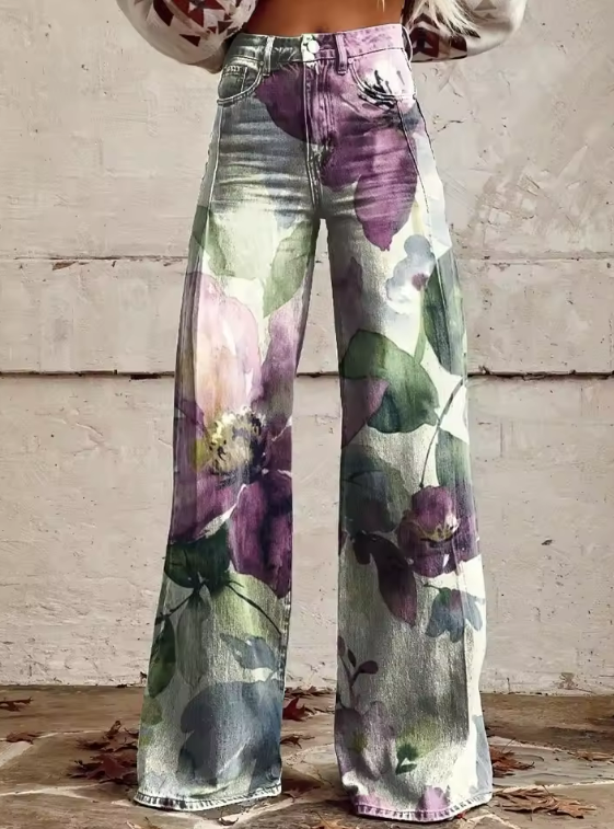 Classic Boho Retro Chic Pants, Plus Size
