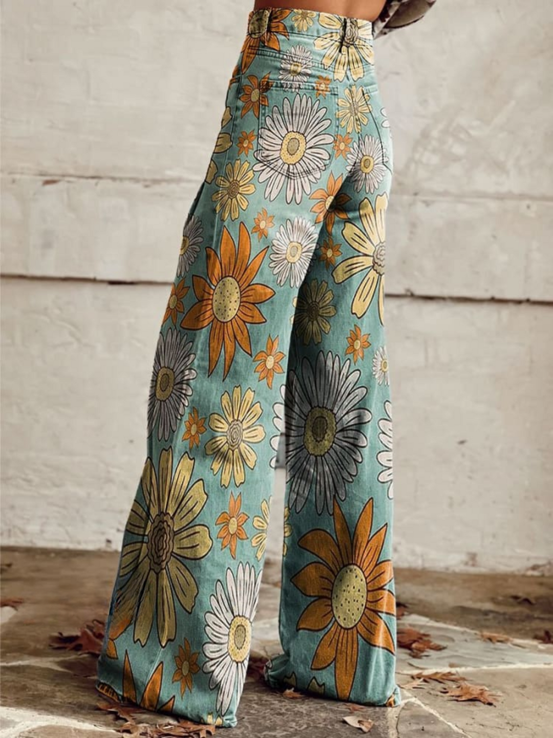 Yellow Artistic Palazzo Floral Pants