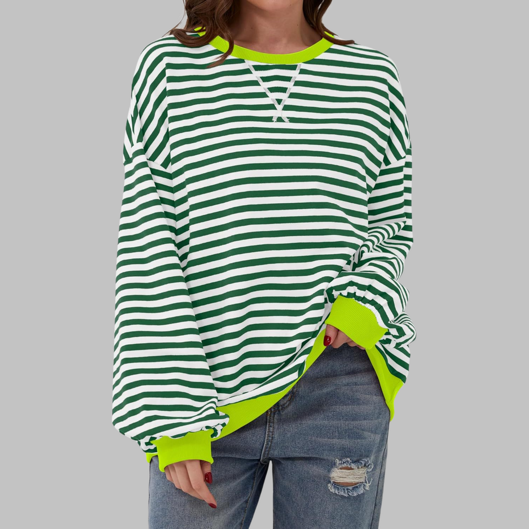 Casual Long Sleeve Striped Sweatshirt for Women
