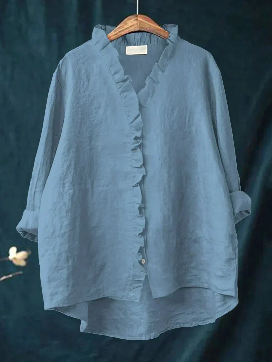 Casual Ruffle V-Neck Blouse for Women