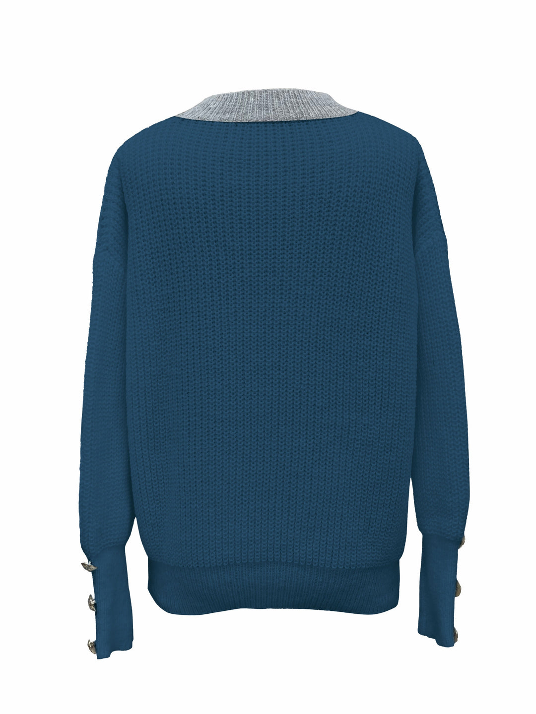 Button-Trim V-Neck Pullover for Women