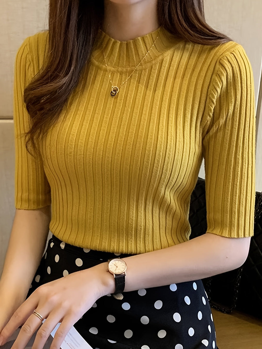 Ribbed Mock-Neck Top for Women