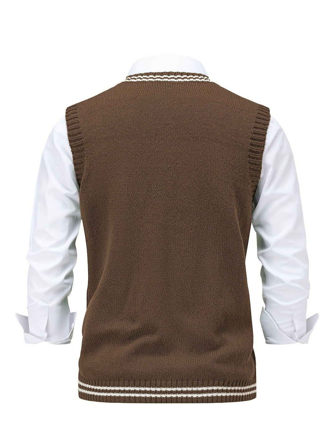 Cable-Knit V-Neck Sweater Vest for Men, Dark Gray
