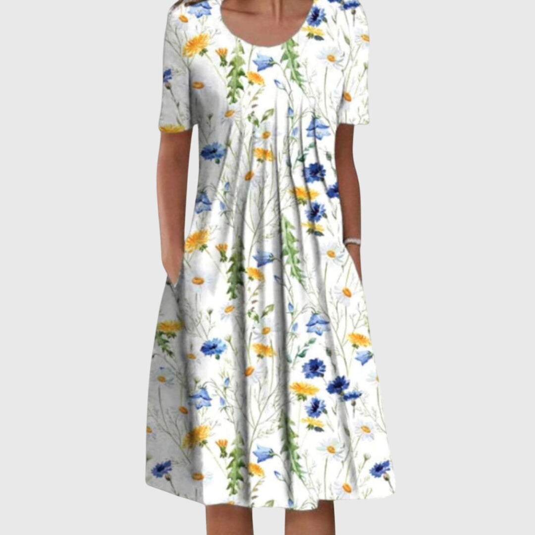 Round Neck Printed Dress, Women's Elegant Fit
