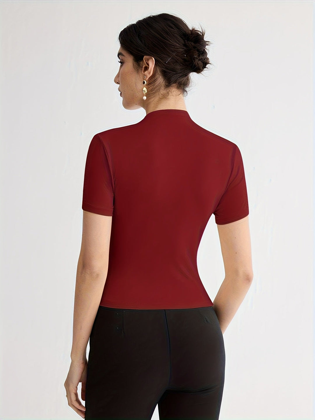 Mock Neck Short-Sleeve Top for Women