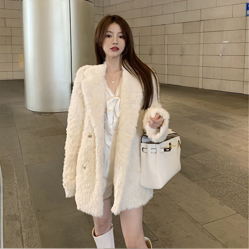 Women's Winter Coat – Black, White