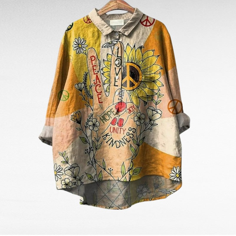 Brown Modern Hippy Boho Collar Blouse for Women