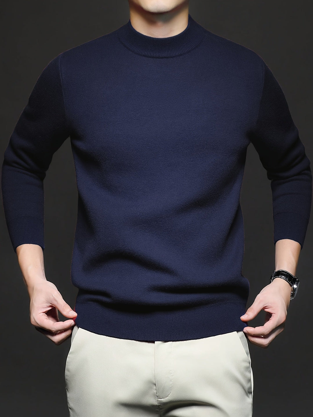 High-Neck Sweater for Men, Refined Style