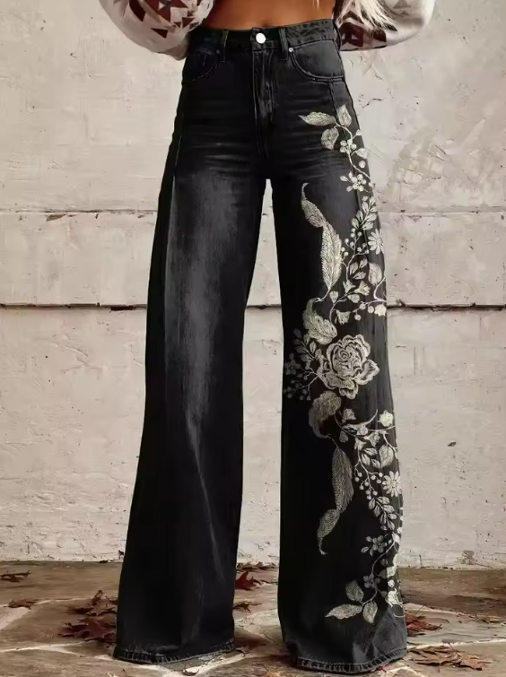 Bohemian Floral Pants, Elegant Fit