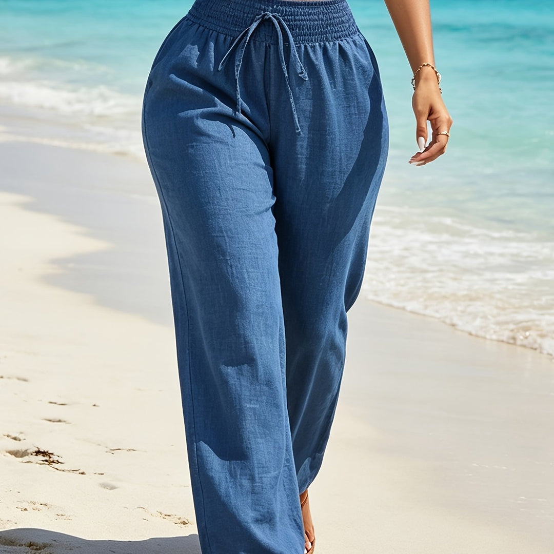 Navy Flowing Wide-Leg Trousers for Women