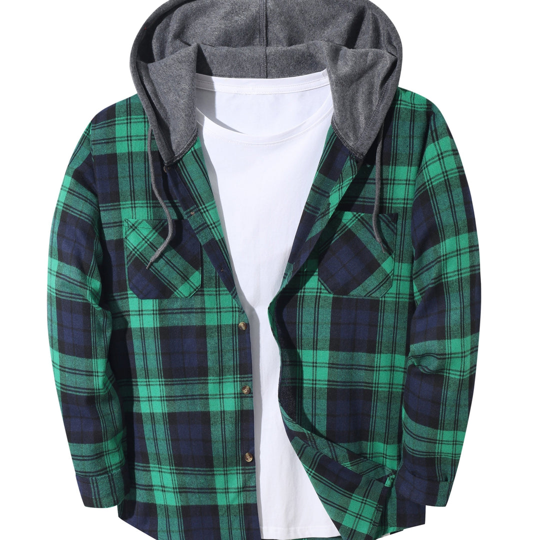 Checked Hooded Shirt for Men