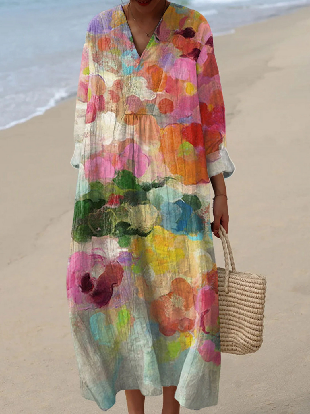 Flowers Art Print Dress for Women, Vintage Style