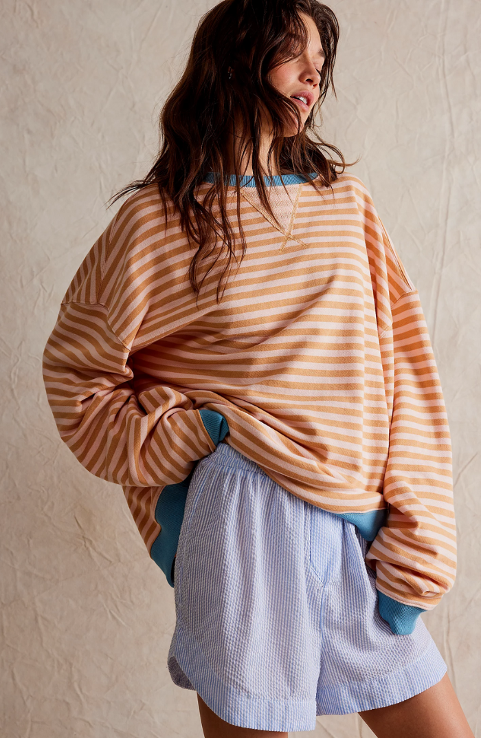 Striped Round-Neck Pullover for Women