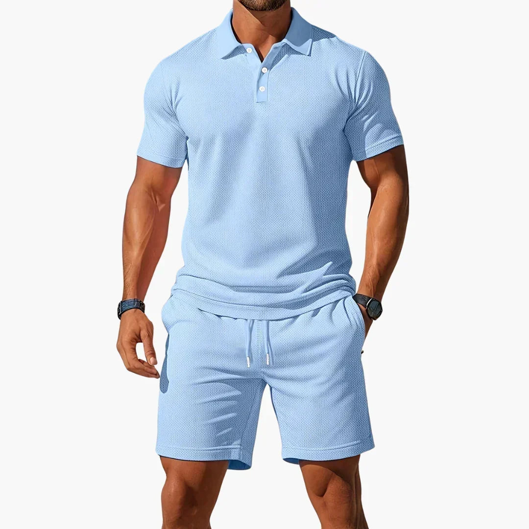 Summer Polo & Shorts Set for Men, Plus Size