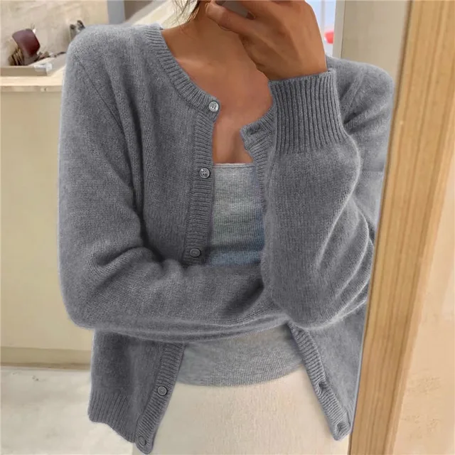 Button-Front Cardigan for Women, Soft Style