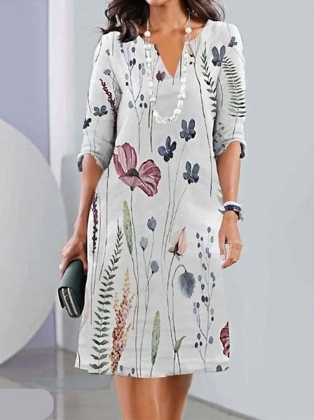 Floral Layered Tunic Dress for Women, Plus Size