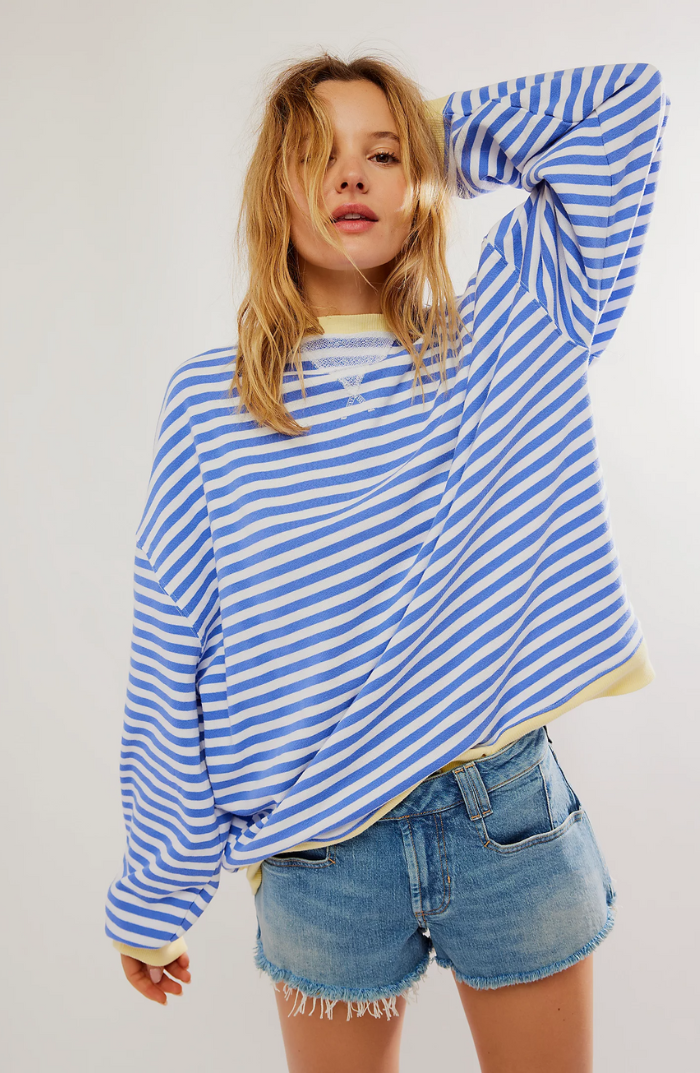 Striped Round-Neck Pullover for Women