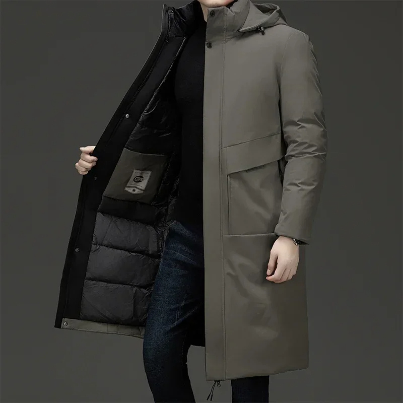 Long Hooded Winter Coat for Men, Plus Size