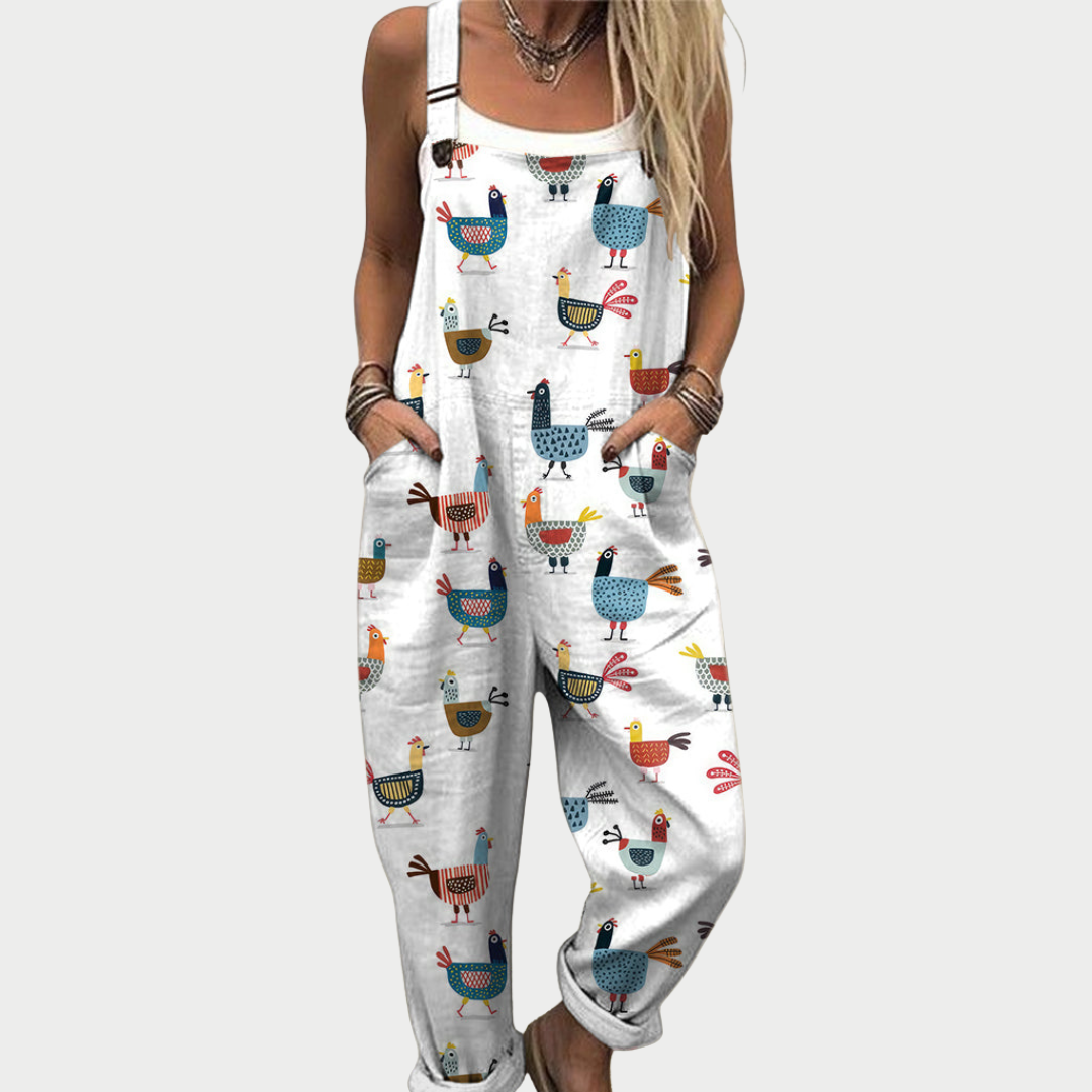 Chicken Art Jumpsuit for Women, Comfortable Style