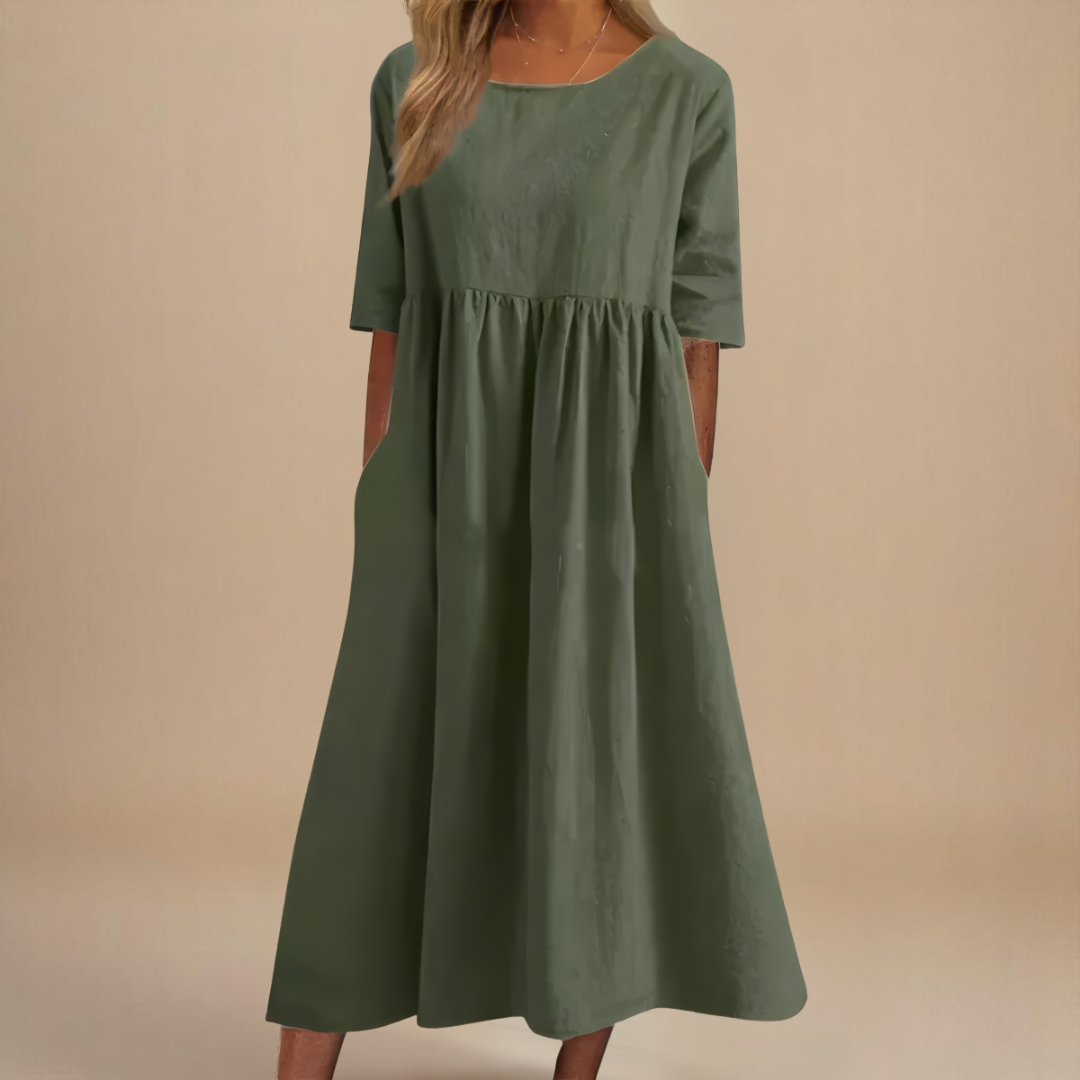 Ladies Classic Round Neck Flattering Dress