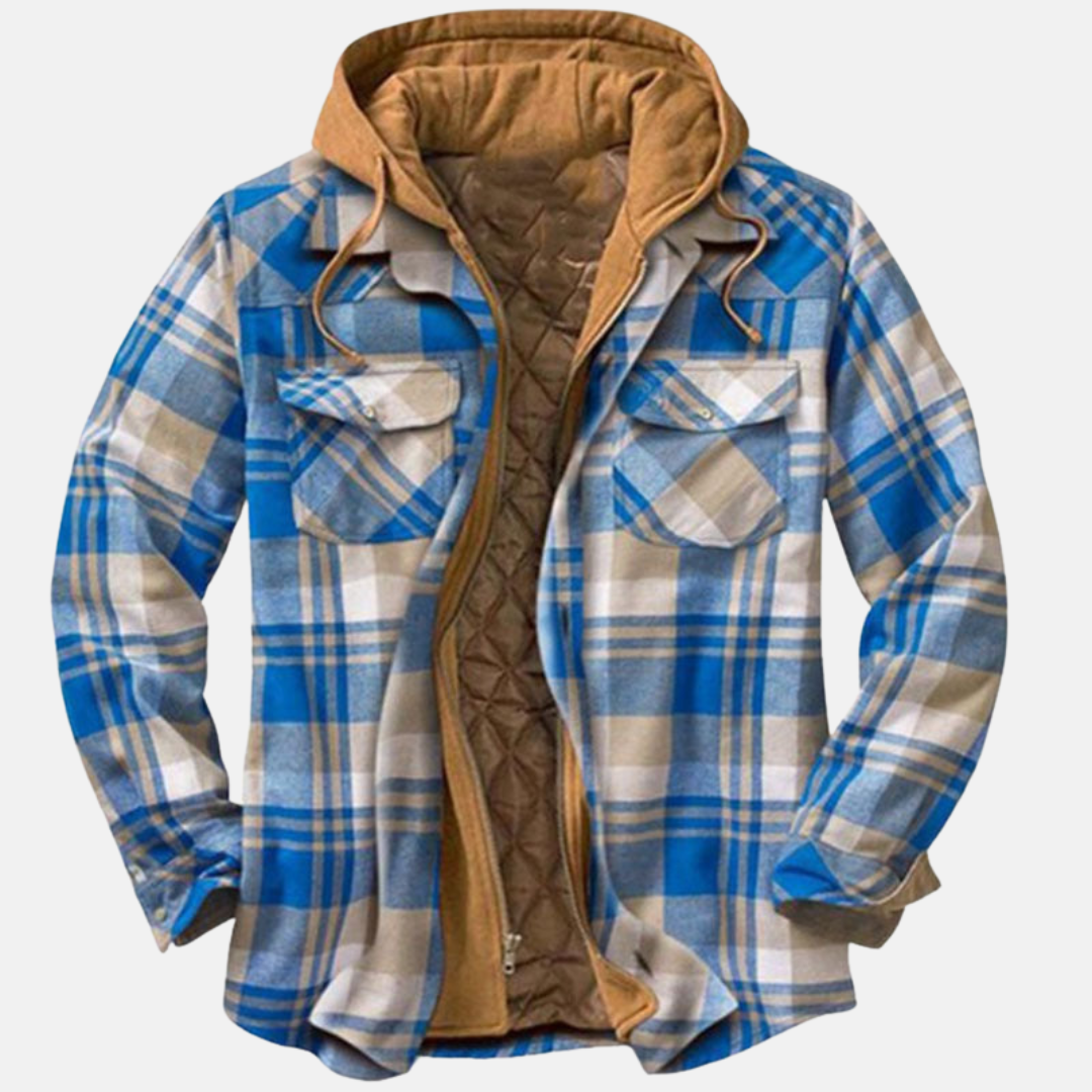 Hooded Plaid Jacket for Men, Rugged Style