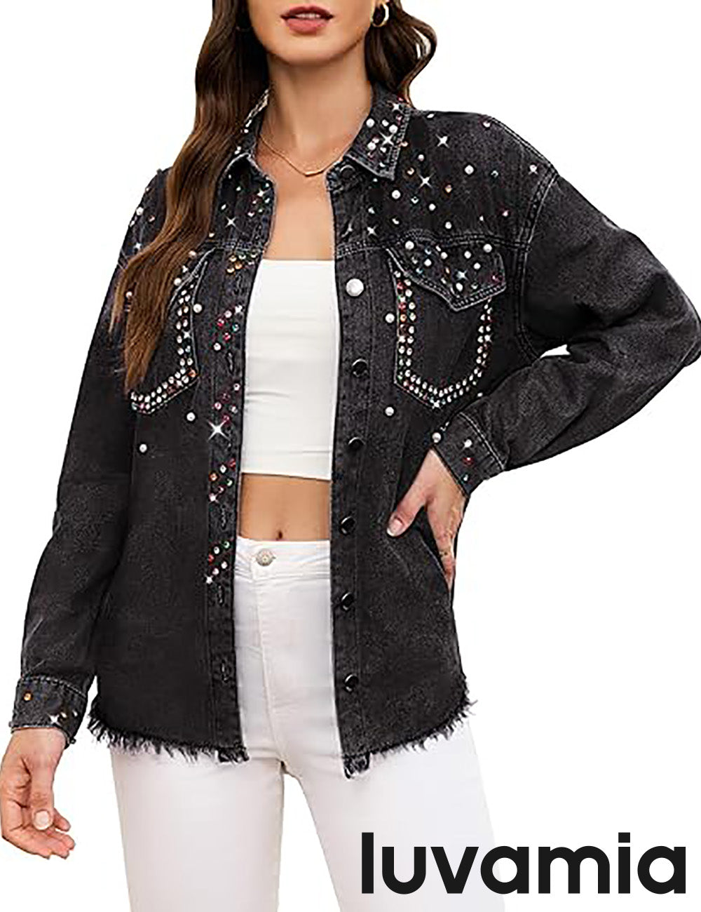 Women's Denim Jacket with Pockets