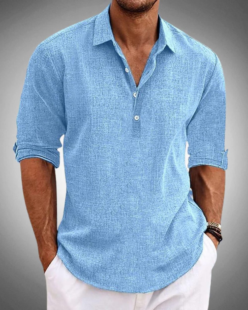 Refined Button-Front Classic Shirt for Men, Plus Size