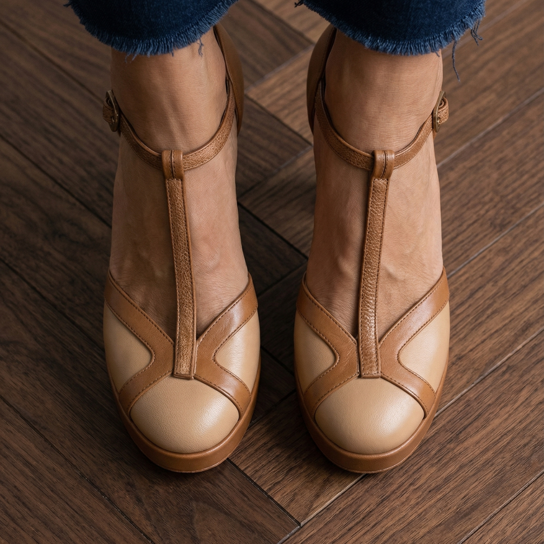 Brown Sophisticated Retro Close Toe Heels for Women
