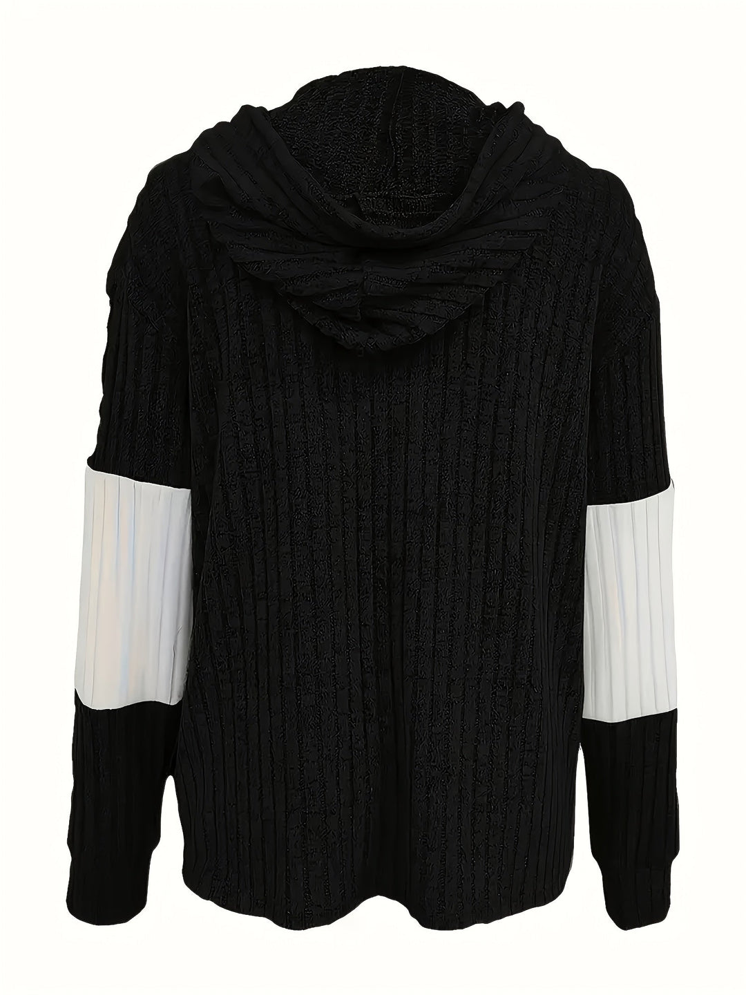 Colour-Block Hooded Jacket for Women, Textured Style