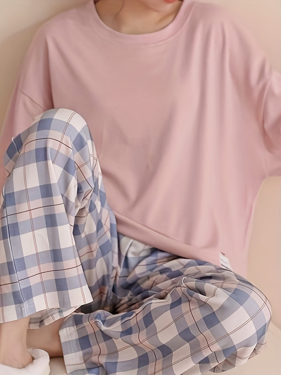 Plaid Two-Piece Set for Women, Relaxed Style