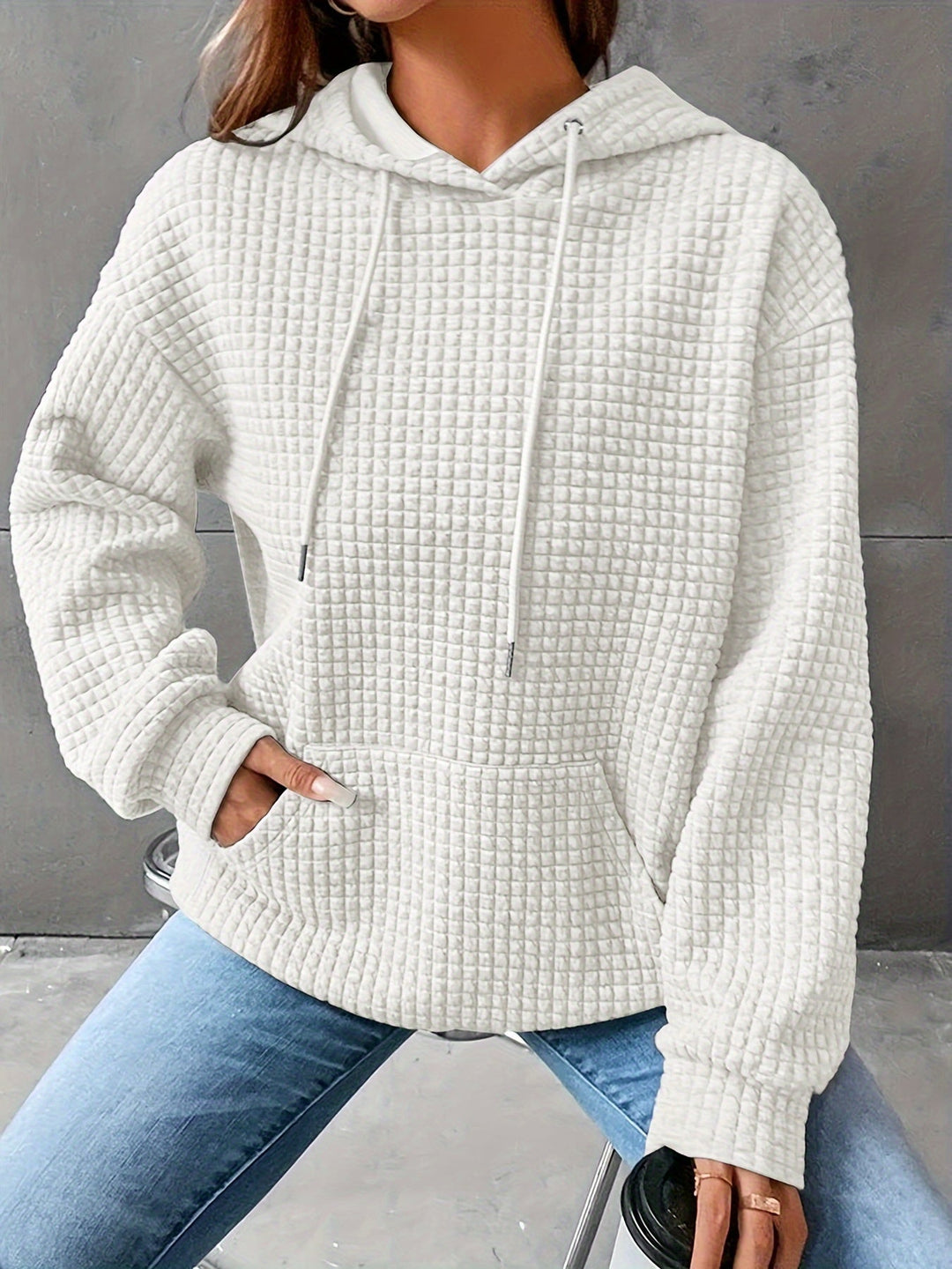 Cozy Textured Hoodie for Women, Plus Size
