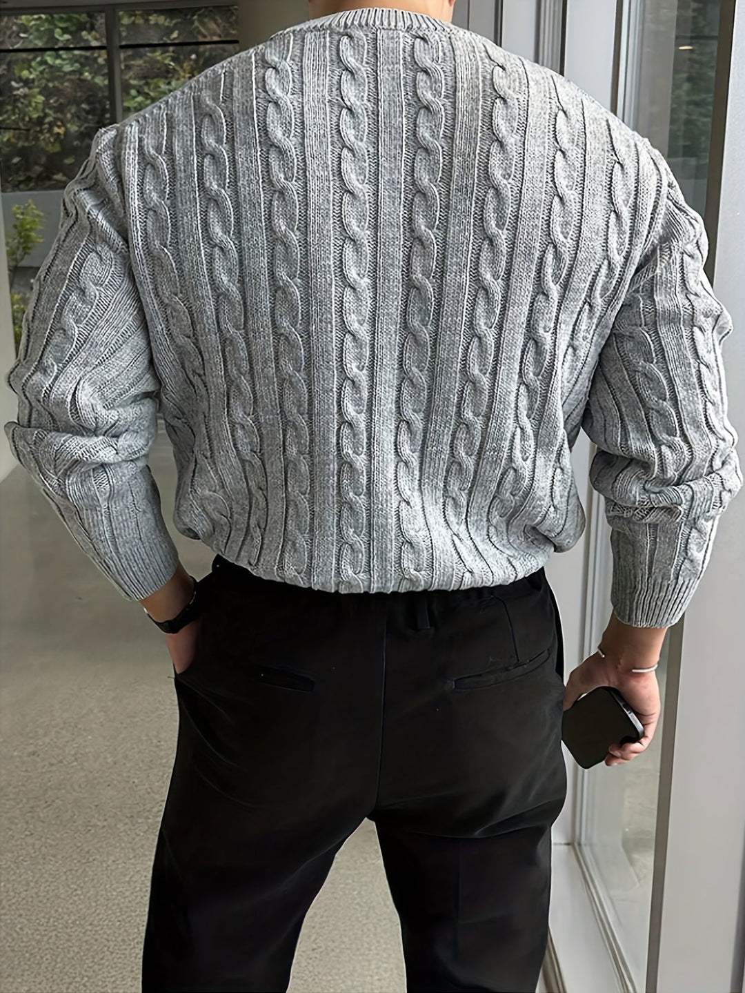 Twisted Cable Pullover Sweater for Men