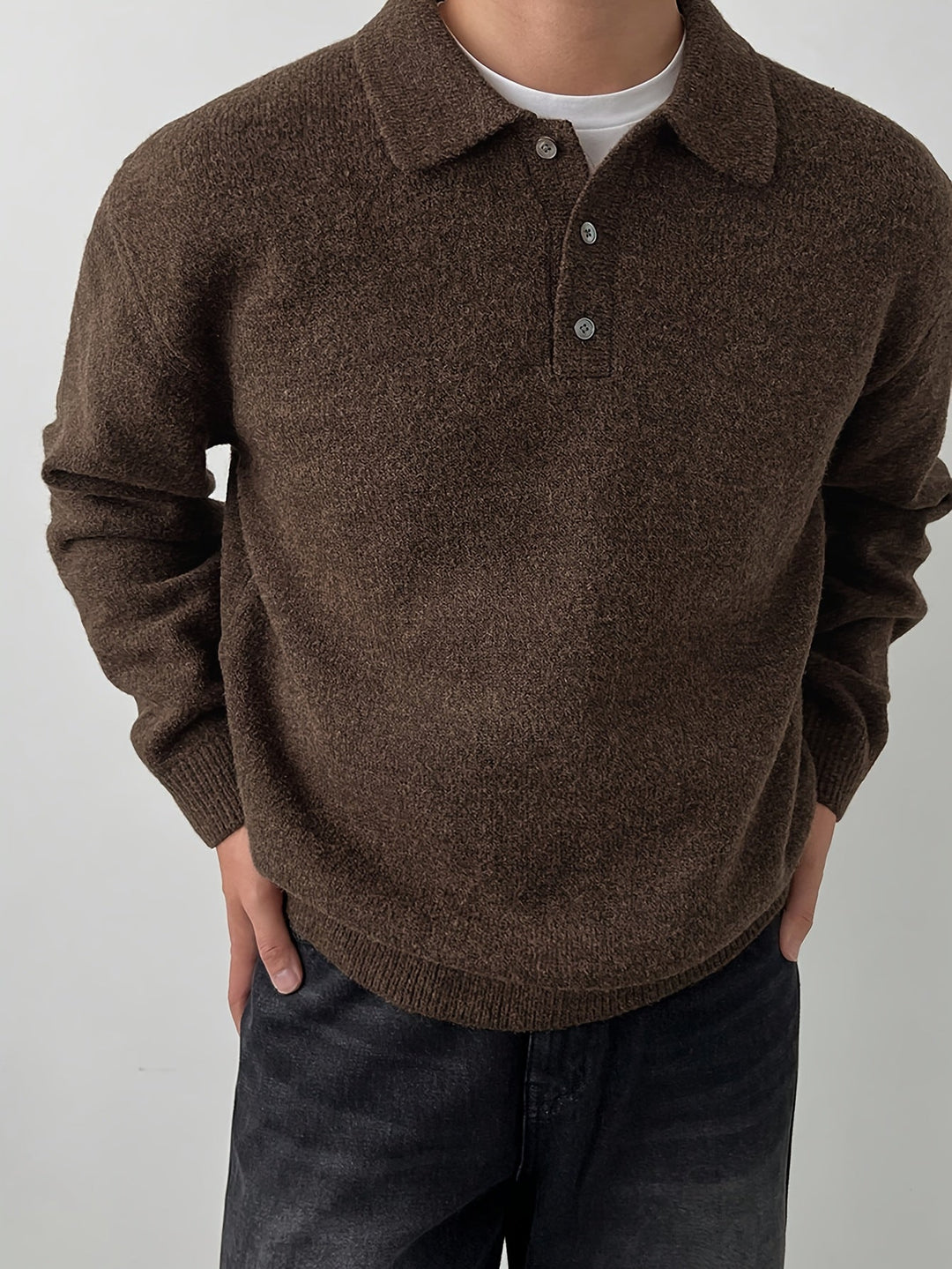 Polo Collar Sweater, Men's Refined Fit
