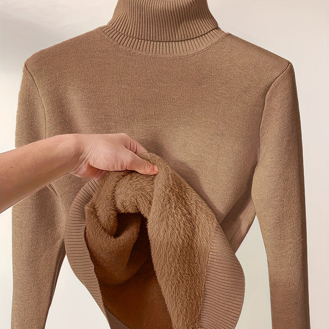 Lined High-Neck Sweater for Women, Cozy Style