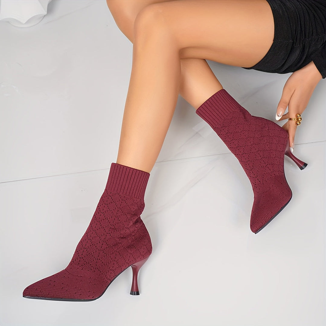 Pointed Sock-Style Ankle Boots for Women