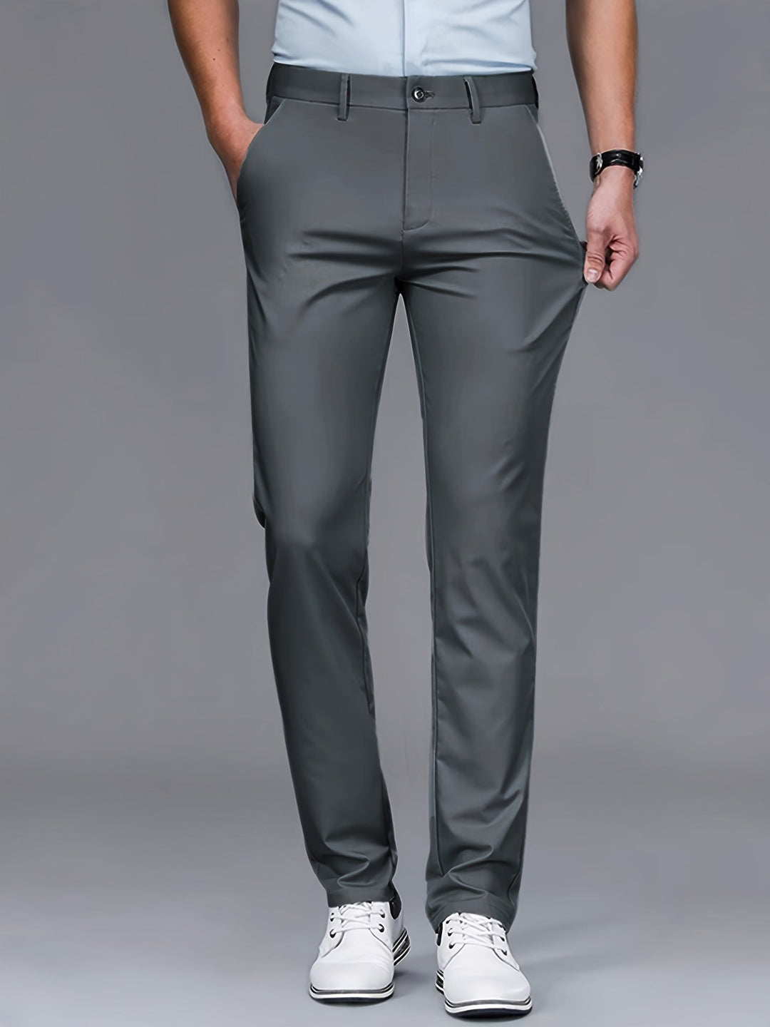 Straight-Leg Trousers, Men's Tailored Fit, Black