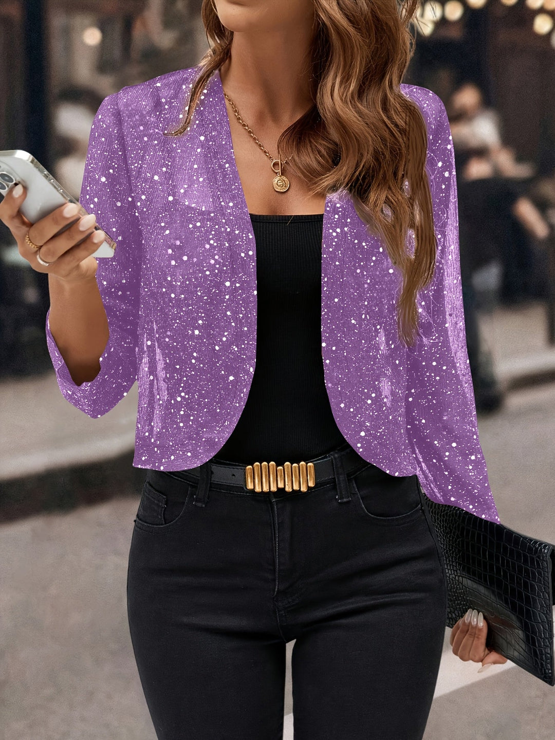 Shimmer Cropped Jacket for Women