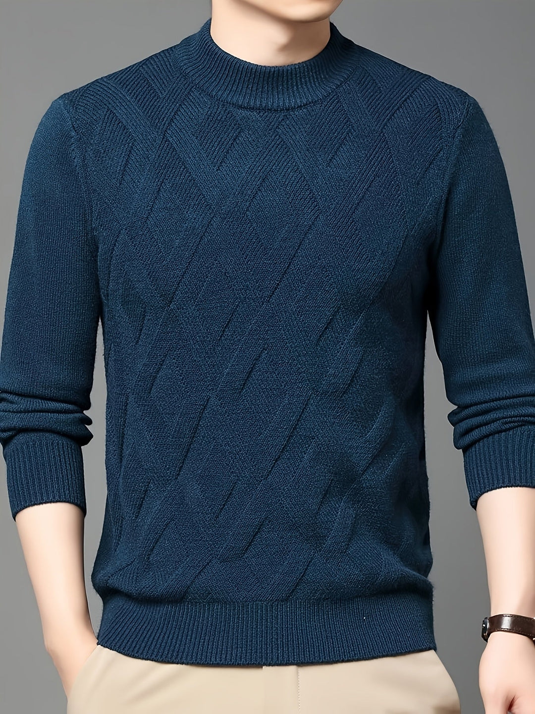 Mock-Neck Sweater, Men's Textured Fit