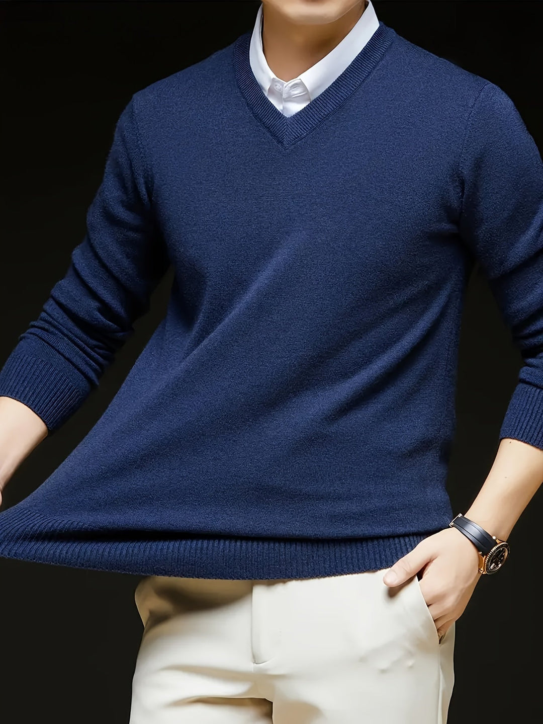 Refined V-Neck Sweater for Men