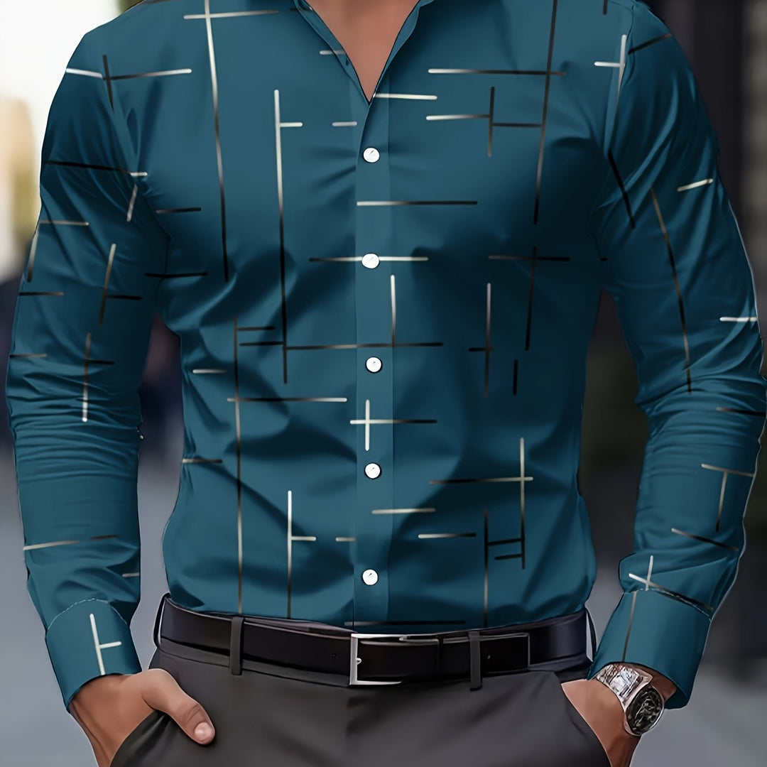 Refined Line-Print Shirt for Men