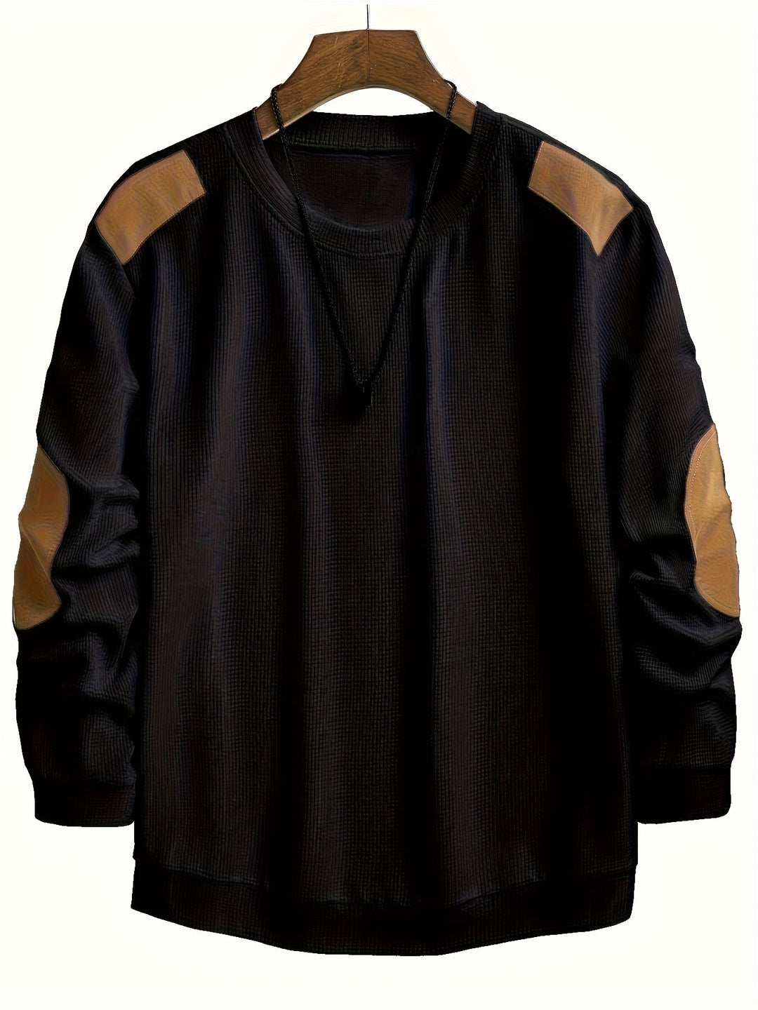 Textured Elbow-Patch Pullover for Men, Plus Size