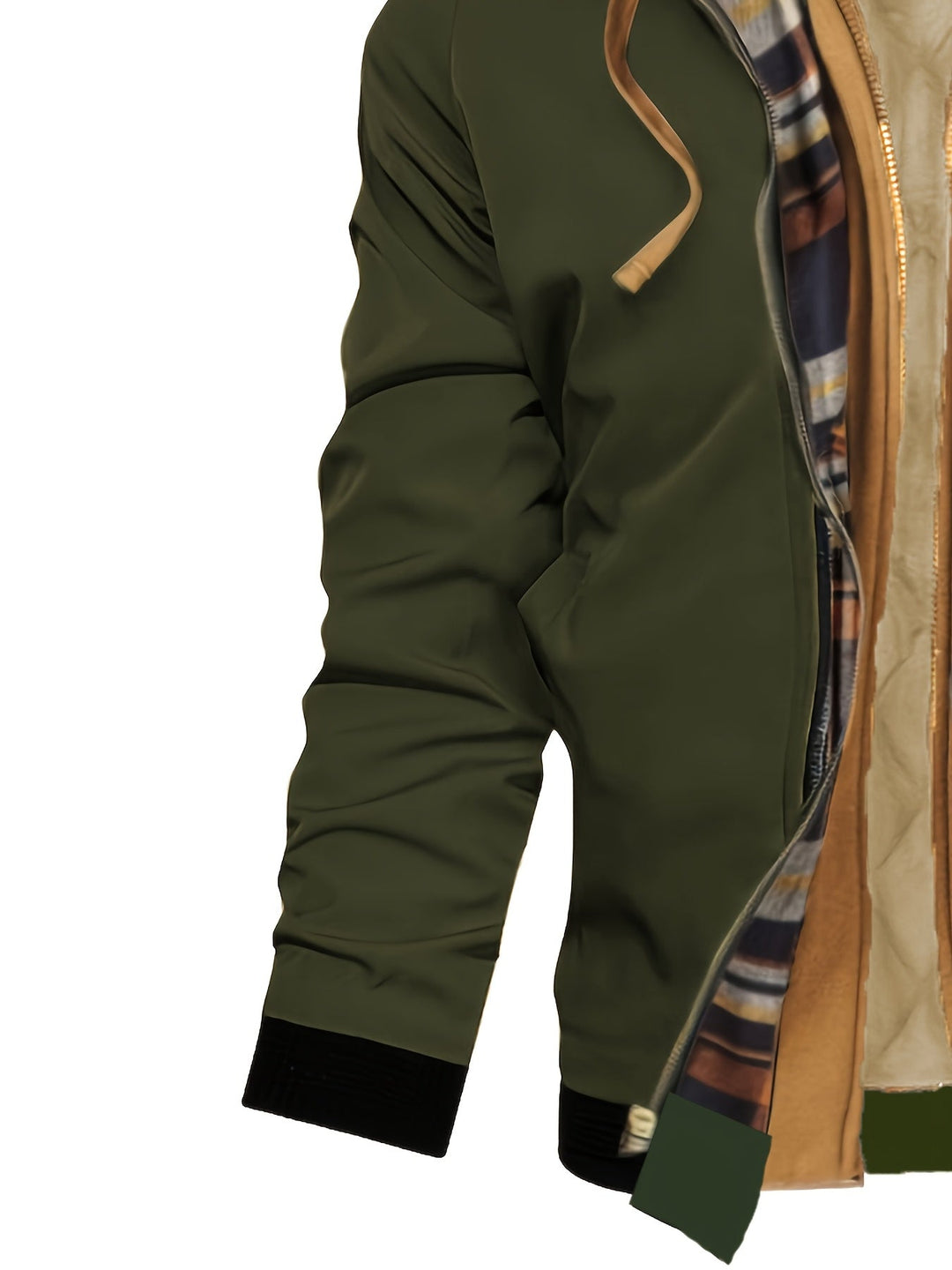 Hooded Warm-Lined Zip Jacket for Men, Plus Size