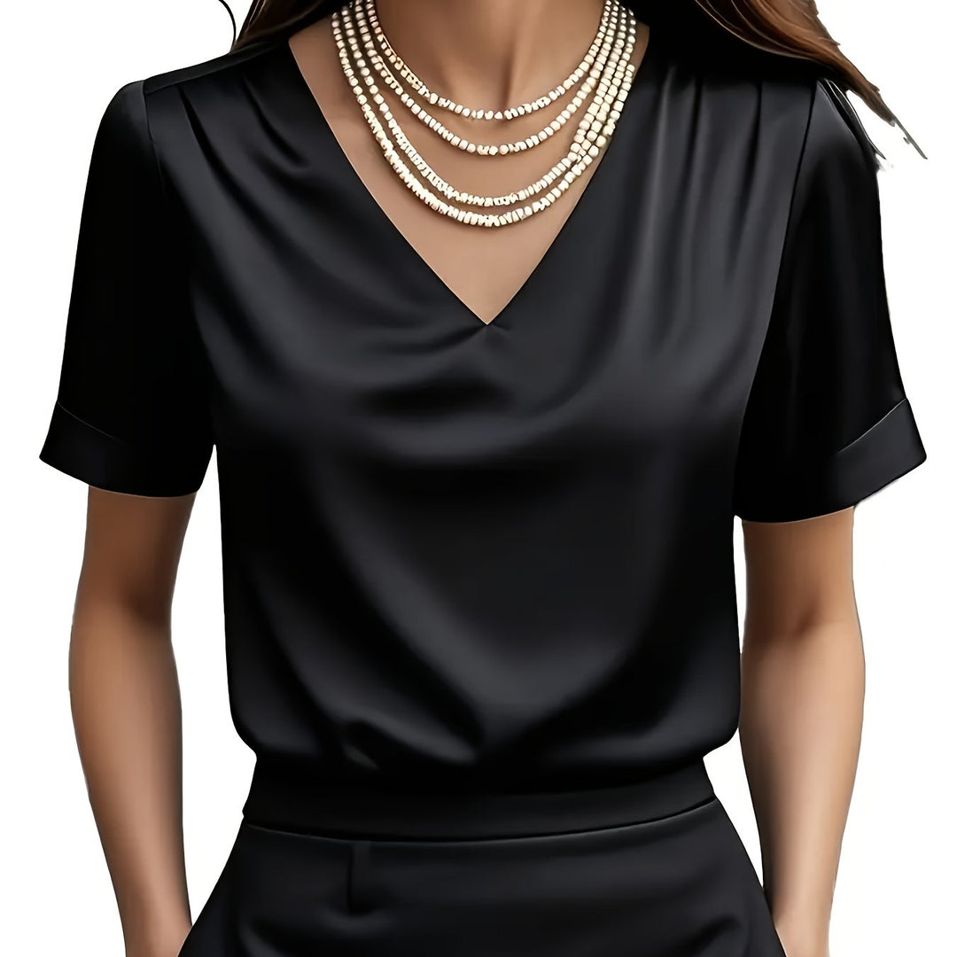 Draped V-Neck Blouse for Women