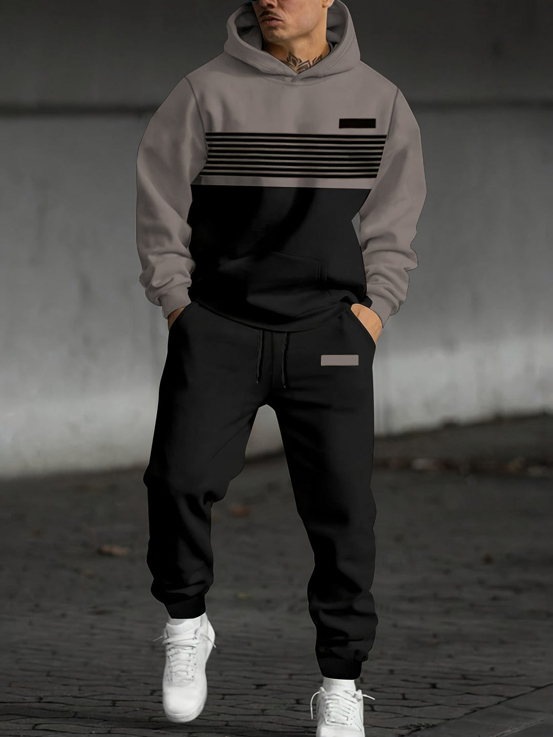 Color Block Hooded Sweatshirt for Men